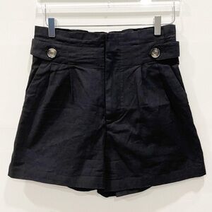Aaron & Amber Black High Waist Button Waist Cotton Shorts Medium